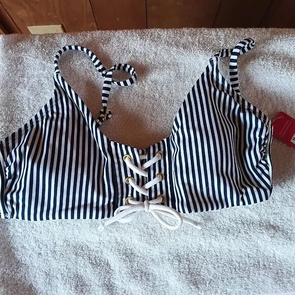 Xhilaration Striped Bikini Set Cheeky Bottom Two Piece Size M NWT - Picture 3 of 6